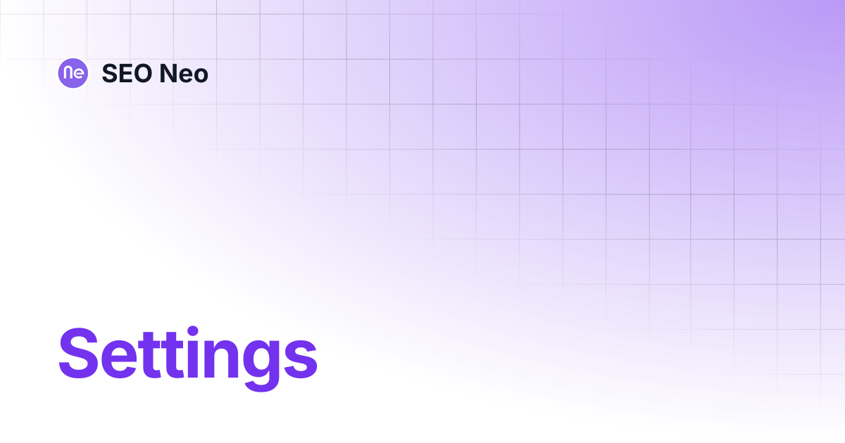 Settings seo neo